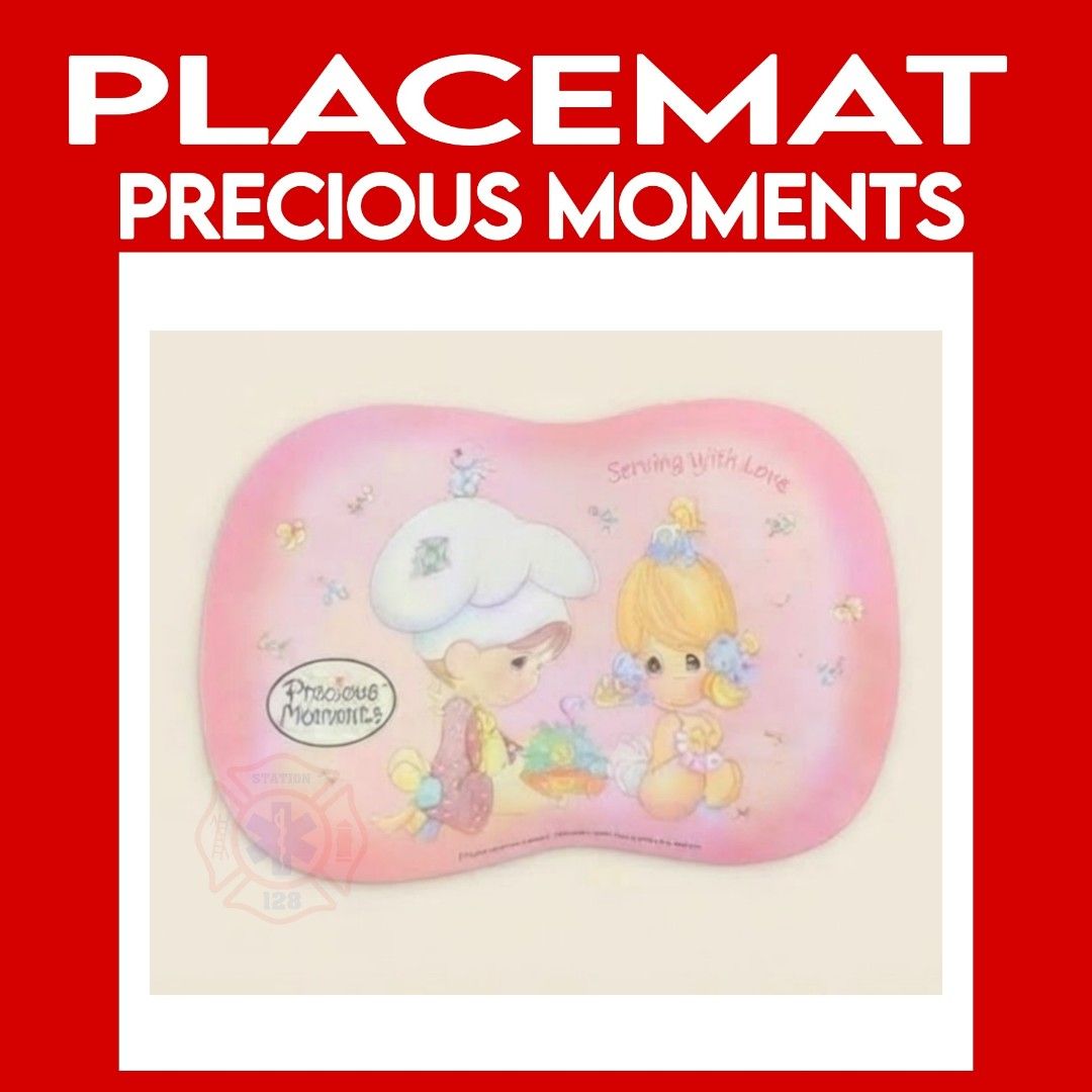 B-Precious Moments Placemat Serving with Love (Category: Other Home Decor) located in Quezon City. Submitted by artegiftshop (Listing ID 1460950459, Image 1). Description: B-Precious Moments "Serving With Love" Placemat 🍽️ ​Size: Approx. 17 x 12 inches 📏 ​Features: Unique scalloped shape, glossy printed front with classic characters, and a solid-white textured reverse side ✨ "This image is provided for sample/reference purposes only. All rights