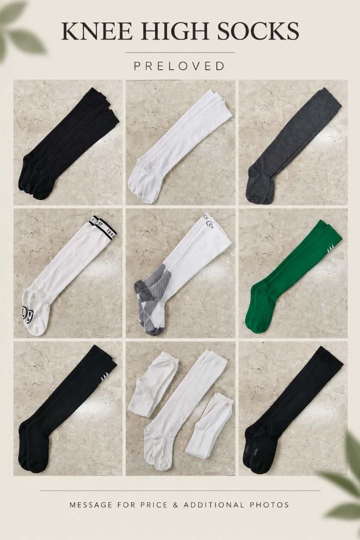 Preloved Knee High Socks - Various Colours (Category: Socks) located in Binan City. Submitted by croti_by_juliechi (Listing ID 1460980212, Image 1). Description: FOR SALE: Preloved Knee High Socks - Various Colours Php1 PM for price and additional photo Location/Pick-up: BCPI (Best Chemicals & Plastics, Inc.) PTC, Brgy. Maduya, Carmona, Cavite Mon–Fri, 8AM–4PM (except sat-sun-holiday) https://share.google/0cKZAqs30x1qJmBOr Delivery: Lalamove / co