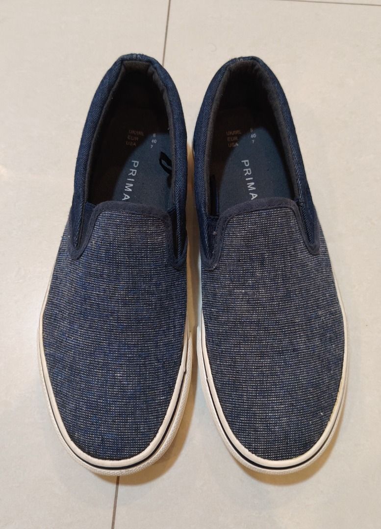 Primark denim style slip on sneakers (Category: Sneakers) located in Bacolor. Submitted by thriftyperminute (Listing ID 1461068847, Image 2). Description: -Needs further cleaning -These are pre-loved or thrifted item so please manage your expectations. -Color may slightly differ due to lighting or with the settings of the device used to view the photos -"Mine" now, pay now policy -Payment through gcash -Sure buyers only, please -No cancellation o