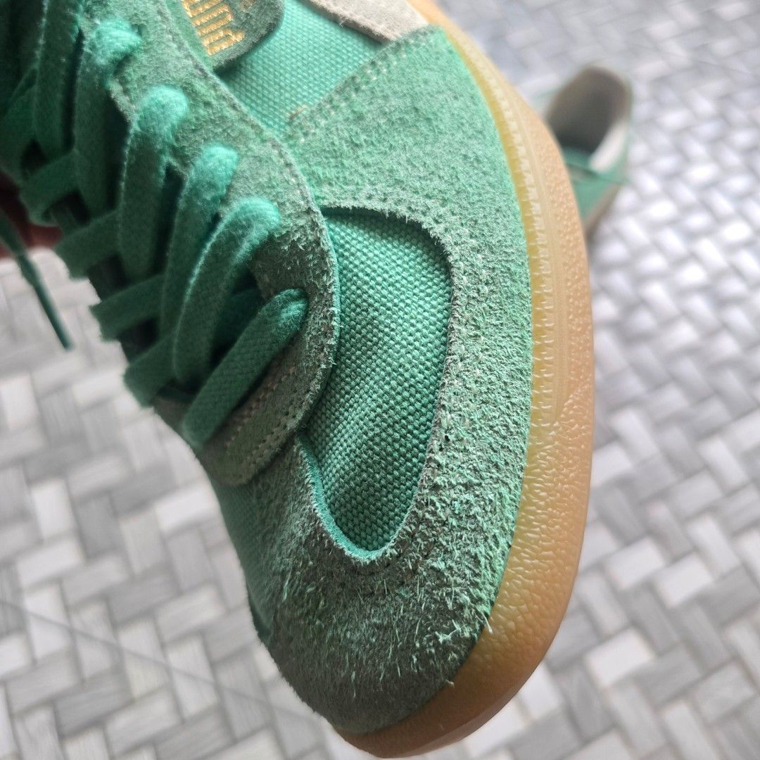 PUMA PALERMO (Category: Sneakers) located in Kalibo. Submitted by maquiqm (Listing ID 1460991816, Image 3). Description: PUMA PALERMO VINTAGE "JADE GREEN" US 10 (28 CM) RATE: 9/10 RFS:BARELY USED (NEGOTIABLE) LOCATION: KALIBO, AKLAN - Minor signs of wear on the toe box suede (Pweding linisin using eraser).