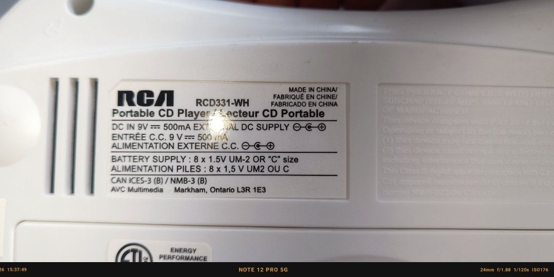 radio boombox (Category: Portable Music Players) located in Las Pinas. Submitted by edelyne_grace (Listing ID 1461115062, Image 2). Description: Brand RCA FROM CANADA fm aux input with apator 220 v ready 9 v , 500 ma pde din battery operated Philippine channel standard also origin canada for pick up only las piñas city area.