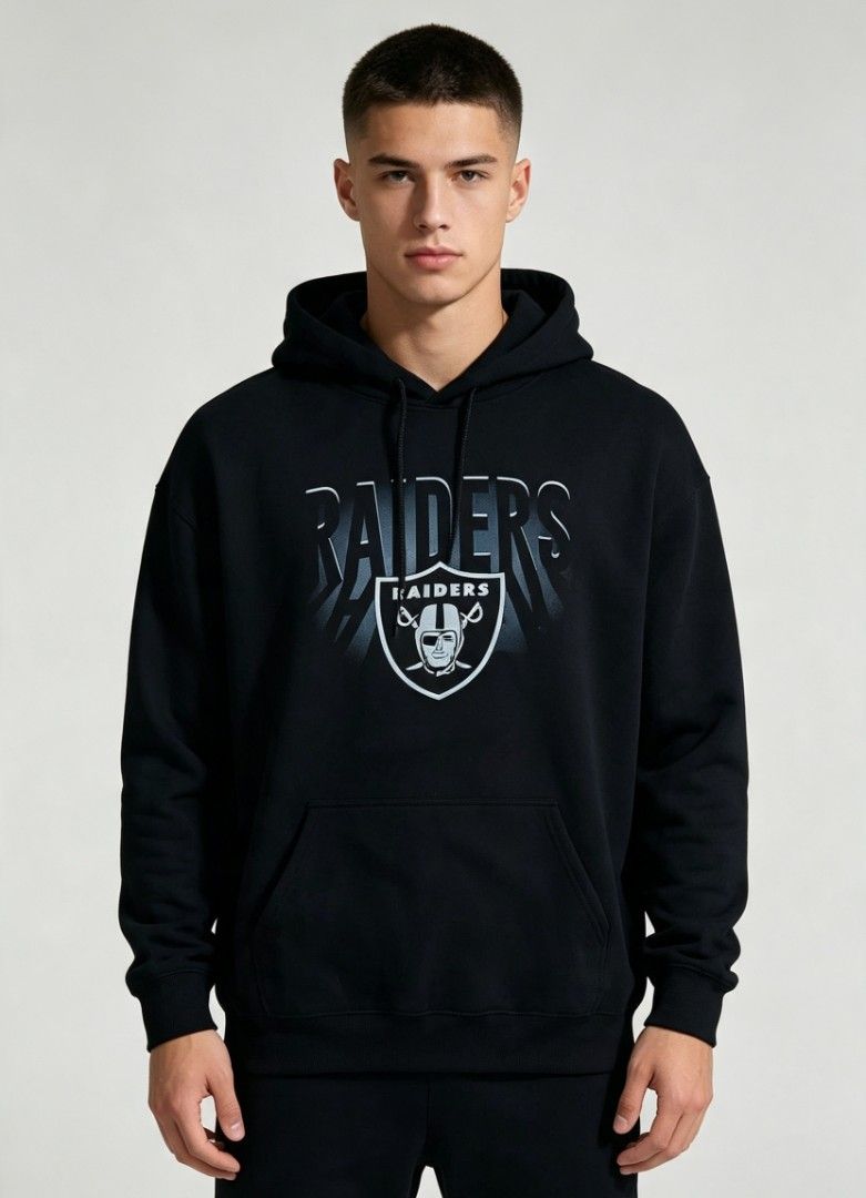 RAIDERS BLACK HOODIE (Category: Hoodies) located in Cavite. Submitted by marcuz.lifestyle (Listing ID 1461072710, Image 1). Description: RAIDERS BLACK HOODIE SIZE:LARGE ON TAG WIDTH:23 LENGTH:27 VERRYGOOD CONDITION NO ISSUE COLOR RATE:9.5/10 MOP:GCASH DELIVERY COURIER:JNT LOCATION:IMUS CAVITE.