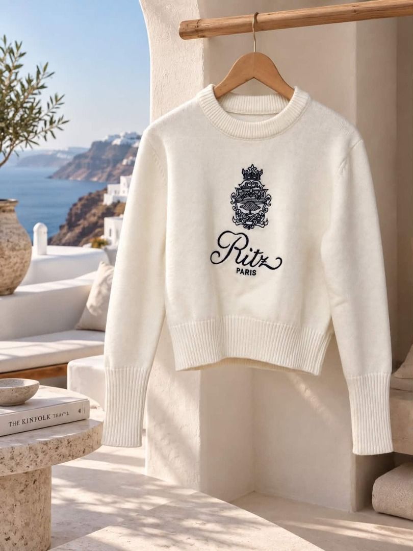 Ritz Paris Embroidered Cream Sweater (Category: Coats, Jackets and Outerwear) located in Cebu City. Submitted by classy82 (Listing ID 1461098094, Image 2). Description: - Cream knit sweater - Features Ritz Paris embroidery - Crew neck, long sleeves - Super soft and comfy feel - Ideal for layering or wearing alone - Versatile: pairs well with jeans or trousers - A timeless wardrobe essential.