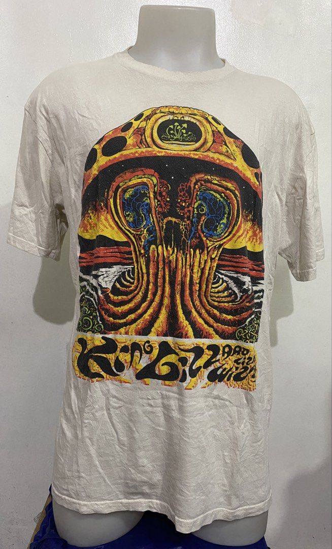 Royal Apparel Graphic T-Shirt (Category: Tshirts & Polo Shirts ) located in Baliuag. Submitted by macyjoythrift (Listing ID 1459519072, Image 1). Description: - Need Wash ,Madumi Fresh from Bale -Cream colored American Apparel t-shirt - Unique psychedelic mushroom graphic print with vibrant colors and intricate details - Features 'King Gizzard & The Lizard Wizard 2019' text at the bottom - Ideal for fans of the band or psychedelic art enthusiasts