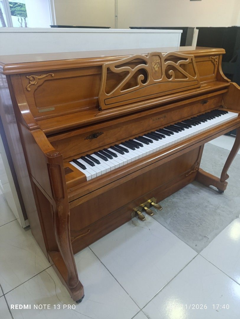 Samick console piano (Category: Musical Instruments) located in Manila. Submitted by swiftstar.3eae19 (Listing ID 1461020709, Image 1). Description: Samick Korean piano in a very classic design. Best for small spaces at home, condo or studio. Discount to be given before purchase..