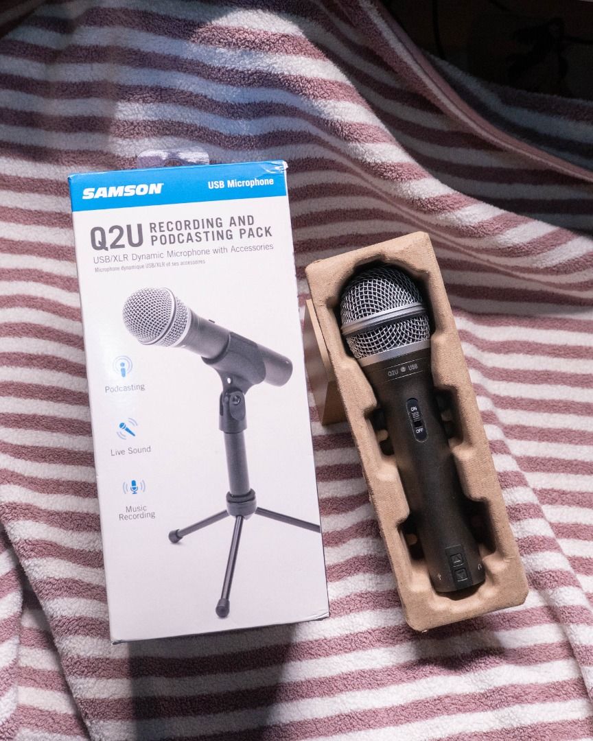 Samson Q2U USB Dynamic Microphone (Category: Microphones) located in Cavite. Submitted by joolei.declutter (Listing ID 1460958619, Image 2). Description: ‼️ PLS READ FIRST, NO READ NO REPLY 🚫 no haggling please, last price posted! ‼️ PAYMENT FIRST BEFORE RESERVING 💵 selling for PHP 2,500 ✦ RFS: upgraded ✦ still in very good condition 🛍️ original price is PHP 5,000 👉 bought from JG Superstore 🎁 INCLUSIONS ✦ mic ✦ box & manuals ✦ USB cable ✦ s