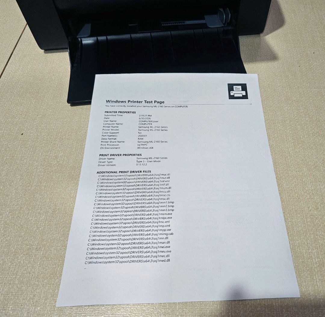 Samsung ML-2164 Laser Printer Monochrome (Category: Printers, Scanners & Copiers) located in Paranaque City. Submitted by leejay.vidal (Listing ID 1460921811, Image 1). Description: Please read carefully. Hindi na ako magrereply kung nandito na ang sagot sa details ng ad. Samsung ML-2164 Laser Printer Monochrome Black and White only NO WIFI Hindi ito refurbished or reconditioned printer. Personal use ito sa small business. No history of repair, a