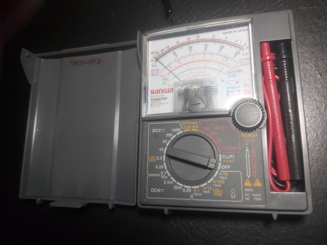 Sanwa Analog Multimeter Made in Japan (Category: Construction Tools & Equipment) located in Manila. Submitted by tholihtzcuizon (Listing ID 1461029403, Image 1). Description: - Sanwa YX360TRF Analog Multimeter - Made in Japan - Tested and working condition - Includes original test leads - Comes with a protective cover - Perfect for all your electrical testing and circuit work needs. No issue. Rfs:Declutter Manila.