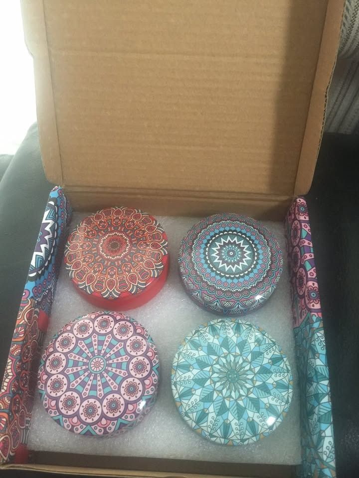 Scented Candle Gift Set / 4-Piece Scented Candles (Category: Home Fragrance) located in Santa Rosa. Submitted by bibikyu (Listing ID 1460984024, Image 3). Description: Scented Candle Gift Set Beautiful decorative scented candles with a colorful mandala-inspired design. Perfect for room decoration, relaxation, gifts, or adding a cozy ambiance to your space. • Unbranded / No Brand • Scented candles • Decorative gift-box design • Great for home déco