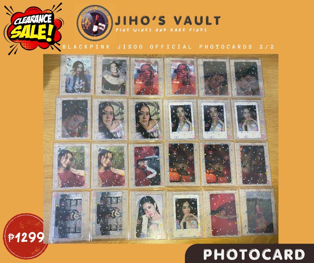 [SET] BLACKPINK JISOO OFFICIAL PHOTOCARDS (48pcs) (Category: K-Wave Merchandise) located in Pasig City. Submitted by jihosvault (Listing ID 1460943535, Image 2). Description: ★Strictly selling as set only for 1299 (48 photocards) ★No to video condition since all photocards was immediately put inside top loader and fine grain sleeves upon purchase and also super discounted na below srp ★read more before buying https://verybeary.carrd.co/ .