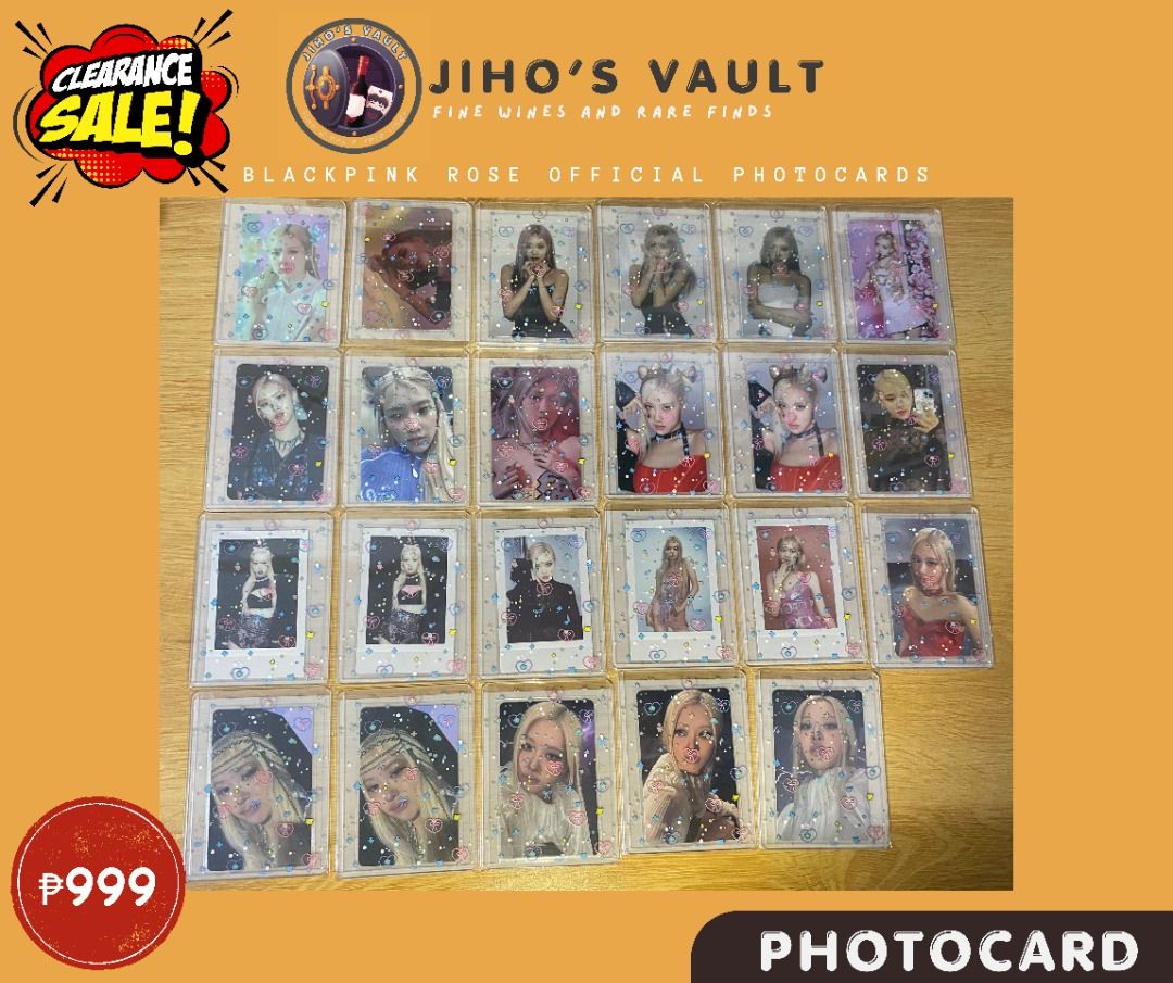 [SET] BLACKPINK ROSE OFFICIAL PHOTOCARDS (23pcs) (Category: K-Wave Merchandise) located in Pasig City. Submitted by jihosvault (Listing ID 1460944653, Image 1). Description: ★Strictly selling as set only for 999 (23 photocards) ★No to video condition since all photocards was immediately put inside top loader and fine grain sleeves upon purchase and also super discounted na below srp ★read more before buying [External link].