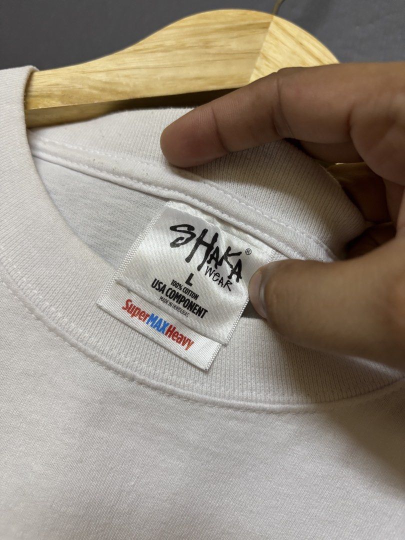 Shaka wear (Category: Tshirts & Polo Shirts ) located in Cavite. Submitted by staythrifted.23 (Listing ID 1460957911, Image 3). Description: Size : Large on 🏷️ Dimes : Length 30 Width 22 Condition : Like new Color rate : 9.8/10 Washed and ready to wear Issue : Ligth dirt stain ( washable ) Loc. Cavite We ship nationwide Payment first .