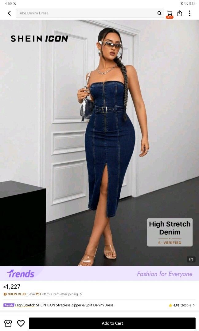 SHEIN ICON Strapless Zipper & Split Denim Dress (Category: Dresses) located in Dagupan City. Submitted by maryennie (Listing ID 1461056932, Image 2). Description: .