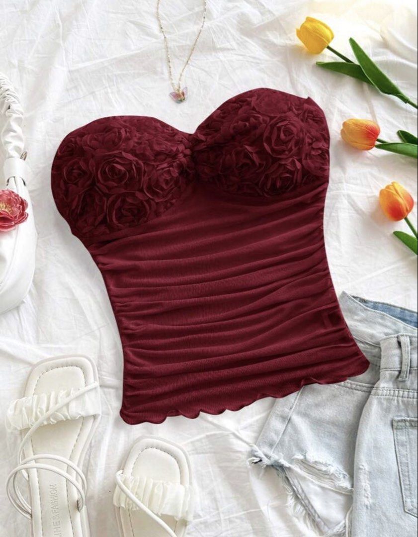 Shein tops -Bargundy (Category: Others Tops) located in Caloocan City. Submitted by swiftcloud_2639ce (Listing ID 1460959112, Image 1). Description: .