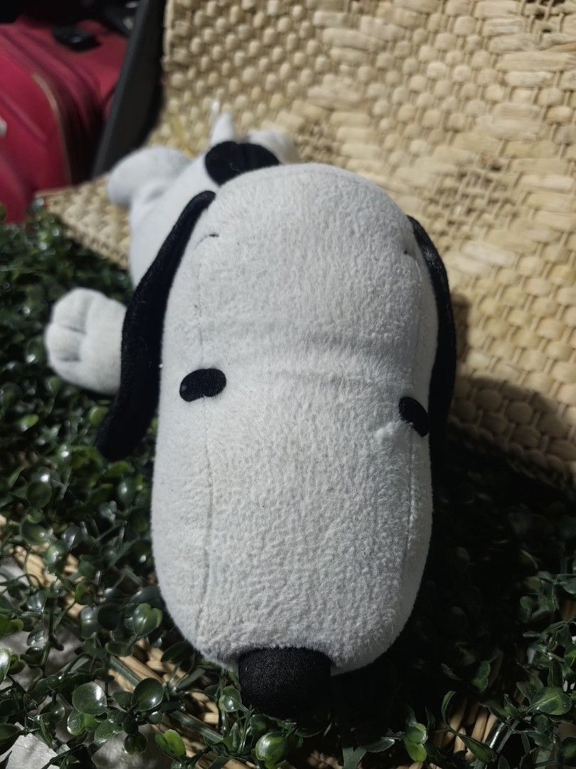 Snoopy Sleeping Body Pillow Plush 15inches (Category: Plushies & Soft Toys) located in Calamba. Submitted by princesspauliney. (Listing ID 1461083068, Image 2). Description: Snoopy lying on his stomach in a flat napping posture, sporting a distinctive blue t-shirt or collar. It is widely used as a compact napping companion or decorative bedding accent. Calamba laguna Shoppee check out.