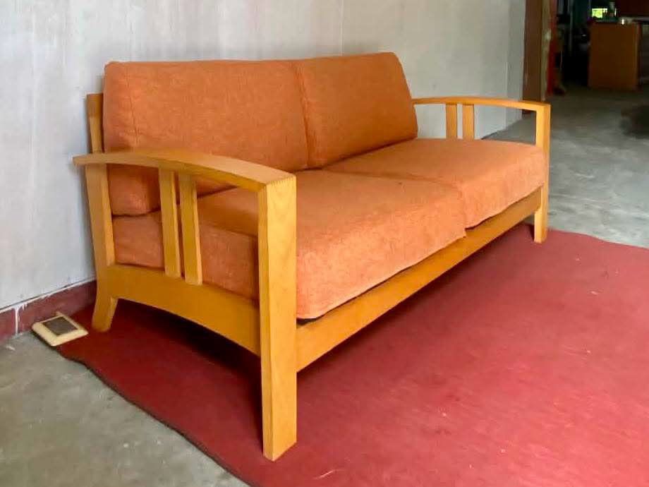 Sofa (Category: Sofas) located in Meycauayan. Submitted by marygracecasimiro (Listing ID 1460930224, Image 3). Description: 3-Seater Solid Wood Sofa Fully Washable Fabric Seats 70”L x 31”W x 16”SH Php 13,900💚 Now:11,900🩷.