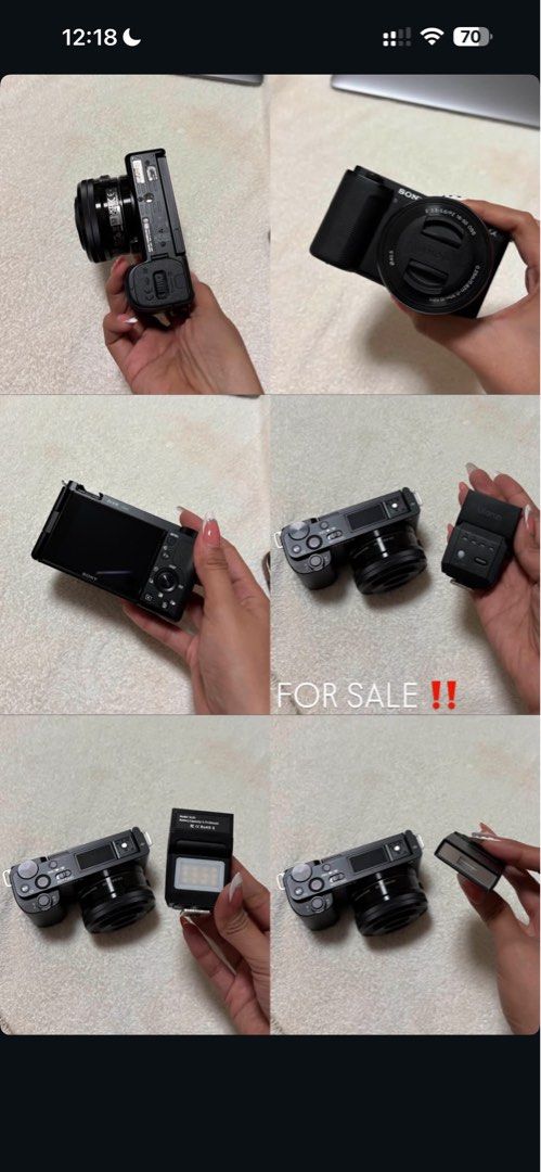 Sony ZV-E10 Mirrorless Camera with 16-50mm Kit Lens (Category: Cameras) located in Concepcion. Submitted by laughra (Listing ID 1461088039, Image 2). Description: Sony ZV-E10 mirrorless camera for sale. Lady owned and barely used, less than 10 times. It's in super clean condition and well taken care of. Includes the 16-50mm kit lens, original box, Ulanzi flash, jelly case, battery, and charger. Great for vlogging, TikTok, and photography..