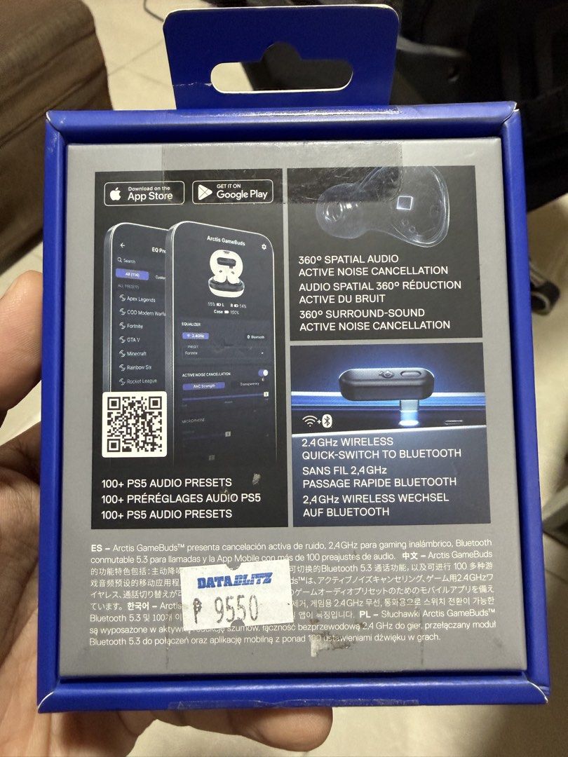 SteelSeries Arctis GameBuds True Wireless Earbuds (Category: Earphones) located in Taguig. Submitted by ben_fermin (Listing ID 1460967271, Image 2). Description: Good as new. Used once only. Active Noise Cancellation Bluetooth and 2.4GHz wireless Freebie ko na yung silicone case RFS: need funds Bought it ib Datablitz at 9550 pero im selling it at 9k nalang! Location: Binangonan Rizal / Makati (if in my office) Shipping: Lalamove / LBC / Meet-up i