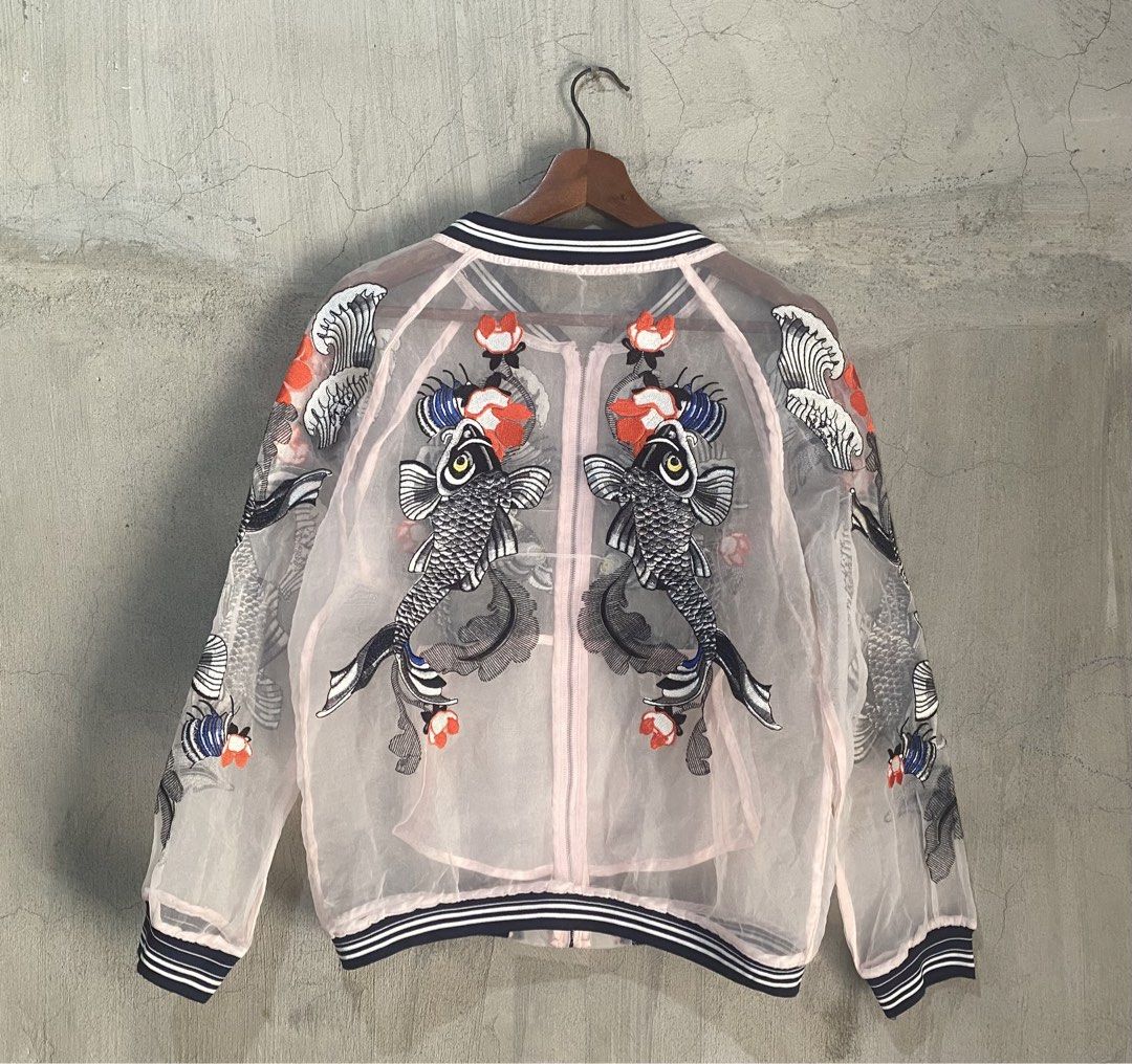 SUKAJAN INSPIRED BOMBER JACKET (Category: Coats, Jackets and Outerwear) located in Davao. Submitted by ronz31 (Listing ID 1460922347, Image 2). Description: PTPA/FS SUKAJAN INSPIRED BOMBER JACKET EMBROIDED LOGO BACK 2 BACK MEDIUM W:20" L:25" DM📩.