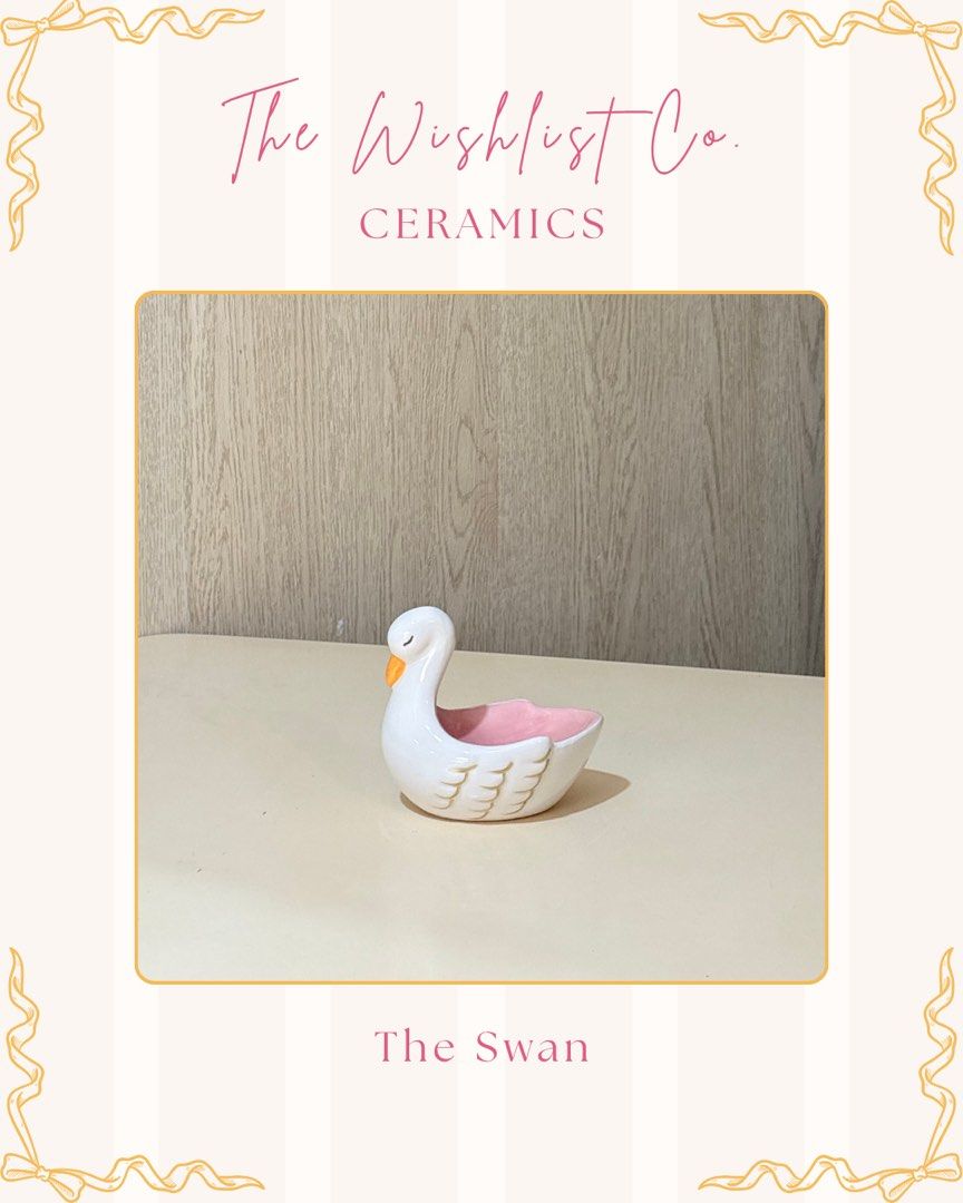 Swan Ceramic Jewelry Holder (Category: Other Home Decor) located in Quezon City. Submitted by jamzx_17 (Listing ID 1461089381, Image 2). Description: ♡ Size: Small PLEASE NOTE 🫧 This ceramic is larger in person than they may appear in photos! .