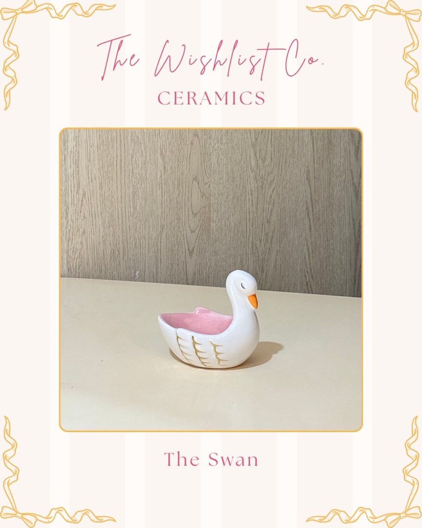 Swan Ceramic Jewelry Holder (Category: Other Home Decor) located in Quezon City. Submitted by jamzx_17 (Listing ID 1461089381, Image 1). Description: ♡ Size: Small PLEASE NOTE 🫧 This ceramic is larger in person than they may appear in photos! .