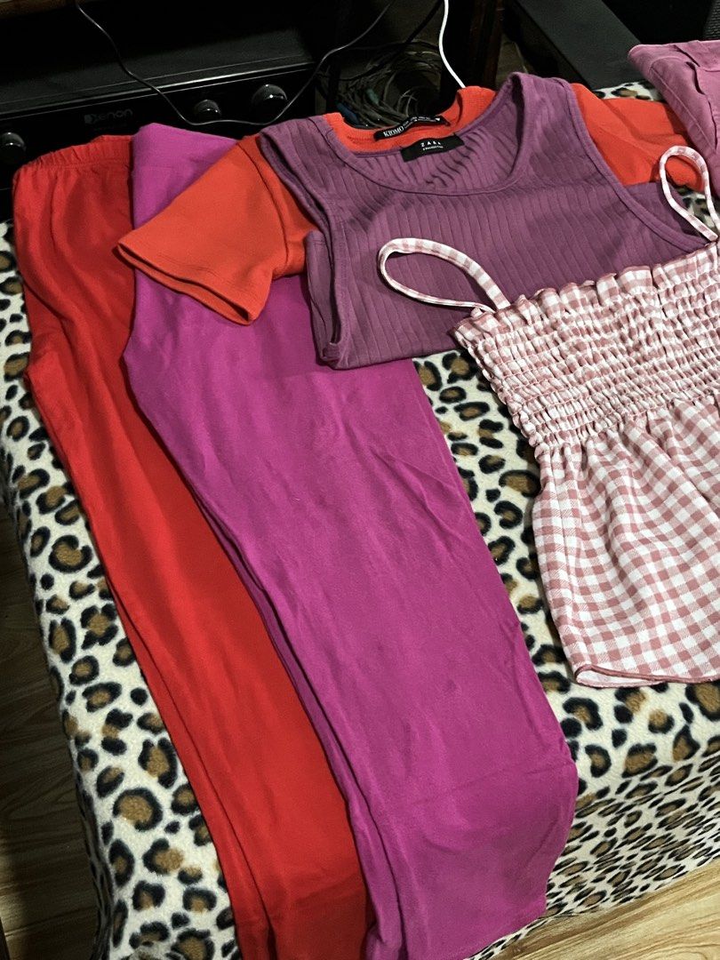 !TAKE ALL! (Category: Others Tops) located in San Pedro. Submitted by sie_declutters (Listing ID 1460977619, Image 2). Description: Condition: •Leggings - Like new. Both fits medium Pink: 5’0 minimum height Red: 5’3 minimum height •Tops - Red: used w/o flaws (fits XS-M stretchable) - Magenta: has not been used (fits XS-S) - Pink Checkered: used thrice w/o flaws (One Size) •Bottoms - Pink Skirt: bought from ukayan (but only used it twice) it has a