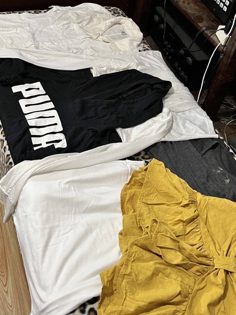 !TAKE ALL! (Category: Activewear) located in San Pedro. Submitted by sie_declutters (Listing ID 1460979207, Image 2). Description: Condition: •Tops White blouse - bought from ukayan (used twice) - yellowish Mustard yellow tube top - used once Gray long sleeves - used White dri-fit jacket - used once Puma black hoodie - used twice (short time only *jogging*) •Bottoms White double lining pencil skirt - has not been used (bought last July).