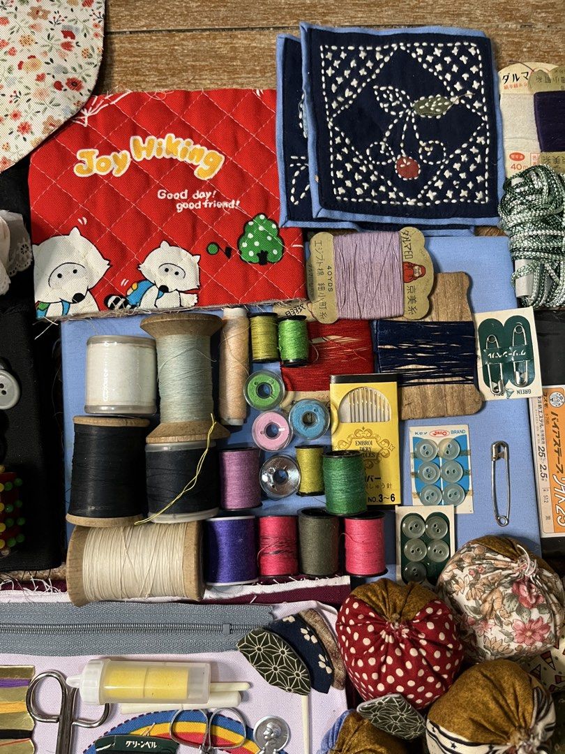 Take All Assorted Sewing Notions, Threads, Fabrics, and Accessories (Category: Craft Supplies & Tools) located in Gapan. Submitted by lunashop14 (Listing ID 1461069941, Image 3). Description: - Assorted threads in various colors - Collection of buttons - Sewing needles - Safety pins - Fabric scraps - Cute quilted patches - Decorative trims - Ideal for crafting and mending - All items pictured are included.