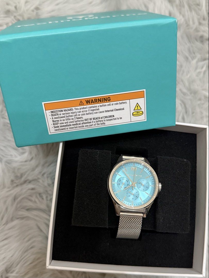 TechnoMarine Watch - Blue Dial (Category: Luxury Watches) located in Manila. Submitted by bravewolf-126304 (Listing ID 1461078355, Image 1). Description: ✨ Beautiful light blue/turquoise dial ✨ Stainless steel case with mesh bracelet ✨ Day, date & 24-hour subdials ✨ Comes with original box ✨ Excellent condition ✨ Working properly RFS: Not used. Decluttering 😊.