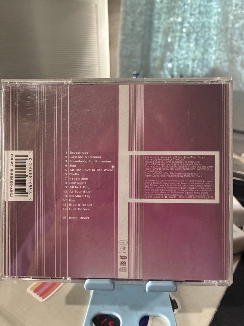 The Corrs - In Blue (2000) (Category: CDs & DVDs) located in Quezon City. Submitted by yehonathansbox (Listing ID 1460961452, Image 3). Description: This is a preloved copy of The Corrs’ third studio album. CD is in overall good condition with little to no marks on the disc .