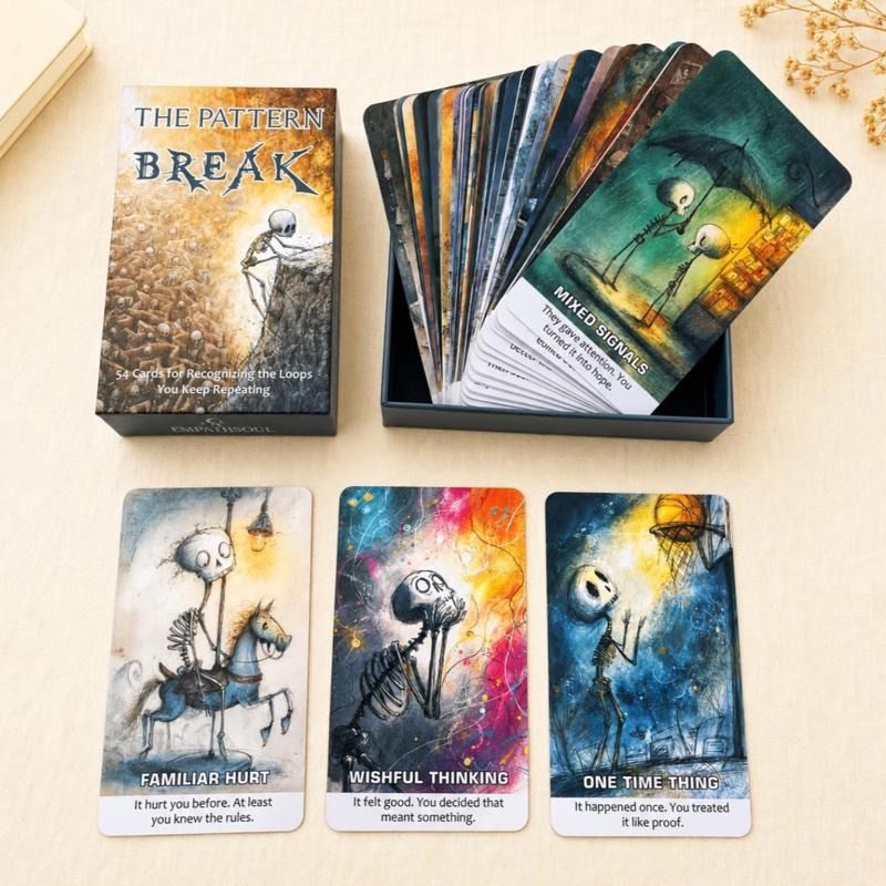 The Pattern Break Oracle Cards, 54 Shadow Work Cards for Self Reflection (Category: Religious Items) located in Bacoor. Submitted by tarotstarofaquarius (Listing ID 1461110374, Image 2). Description: Discover Self Reflection with The Pattern Break Oracle Cards ✨ Unlock Your Inner Wisdom ✨ The Pattern Break Oracle Cards offer 54 shadow work cards for self-reflection. Each card is designed to guide you through your inner thoughts and emotions. Perf