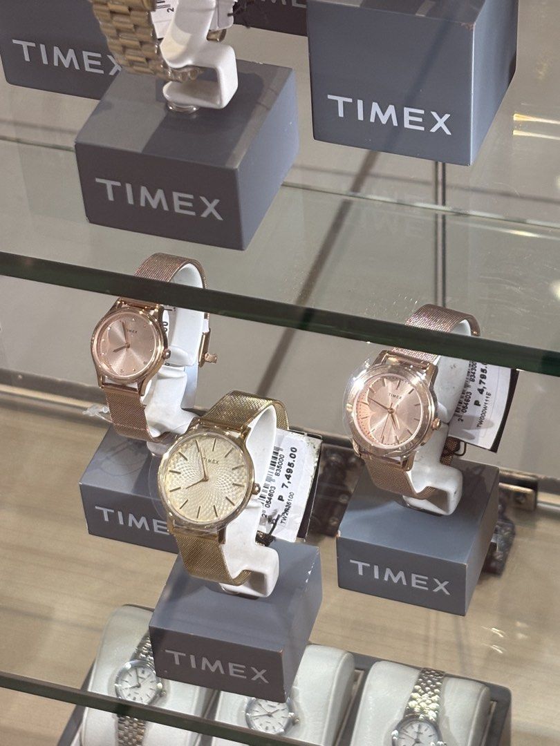 Timex Gold Mesh Strap Watch (Category: Women's Watches) located in Lapu Lapu. Submitted by cecillia07 (Listing ID 1461035094, Image 2). Description: - Timex watch - Rose gold mesh strap - Textured dial - Includes original tag - Ideal for everyday wear or gifting.