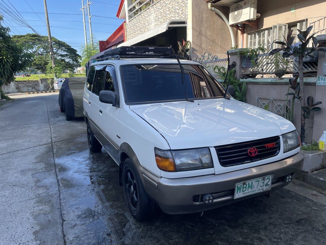 Toyota Revo (Category: Used Cars) located in Manila. Submitted by valjay02 (Listing ID 1461031015, Image 1). Description: For Sale or swap toyota Revo glx 99 mdl 7ke 1.8 Manual transmission All power No Talsik No usok No blowby Ice cold Aircon ❄️ complete legal papers makinis paint pwede sa maselan 15" rota mags roof rack leather seats issue: paso 2026 price negotiable madali kausap sa personal location: manggahan gentri cavite.