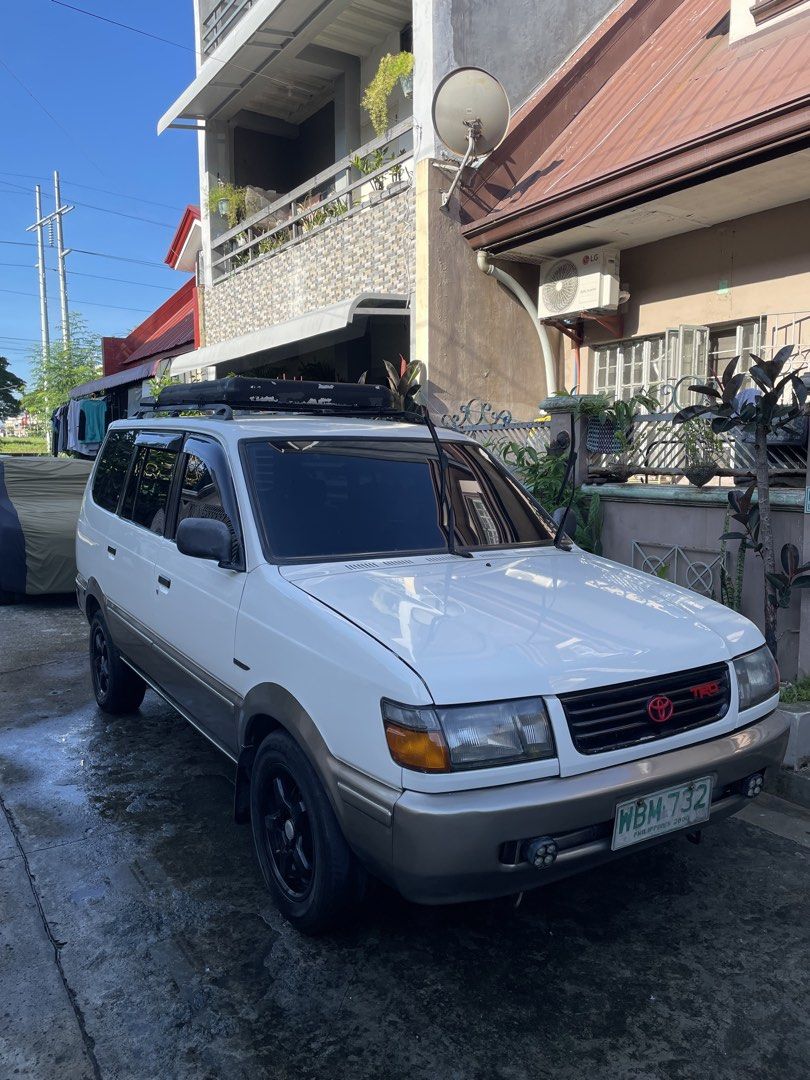 Toyota Revo (Category: Used Cars) located in Manila. Submitted by valjay02 (Listing ID 1461031015, Image 2). Description: For Sale or swap toyota Revo glx 99 mdl 7ke 1.8 Manual transmission All power No Talsik No usok No blowby Ice cold Aircon ❄️ complete legal papers makinis paint pwede sa maselan 15" rota mags roof rack leather seats issue: paso 2026 price negotiable madali kausap sa personal location: manggahan gentri cavite.