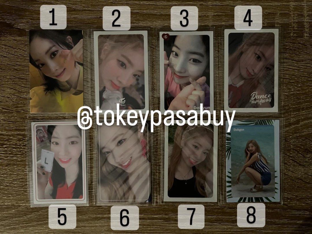TWICE DAHYUN PHOTOCARDS (Category: K-Wave Merchandise) located in Paranaque City. Submitted by tokeypasabuy (Listing ID 1460997777, Image 1). Description: DECLUTTERING 👌 READY TO SHIP 👌 OFFICIAL 👌 TWICE DAHYUN PHOTOCARDS 100 PHP EA MOP: Maribank/Bank Transfers MOD: SCO/JNT DM for Inquiries 😊.