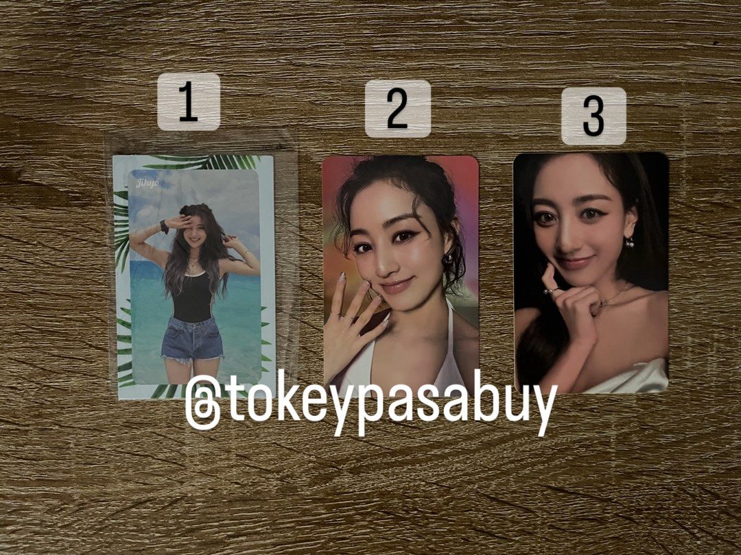 TWICE JIHYO PHOTOCARDS (Category: K-Wave Merchandise) located in Paranaque City. Submitted by tokeypasabuy (Listing ID 1460995205, Image 1). Description: DECLUTTERING 👌 READY TO SHIP 👌 OFFICIAL 👌 TWICE JIHYO PHOTOCARDS 100 PHP EA MOP: Maribank/Bank Transfers MOD: SCO/JNT DM for Inquiries 😊.