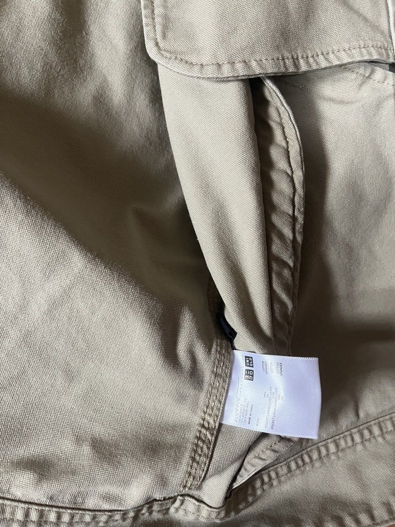 Uniqlo Beige Harrington Jacket (Category: Coats, Jackets and Outerwear) located in Taguig. Submitted by realiam (Listing ID 1460963699, Image 2). Description: - Uniqlo Blouson Jacket - Beige - Size: Small - Issue: Small stains from ironing in arm area. See pics +sf taguig loc .