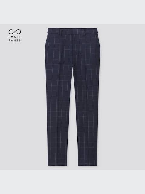 Uniqlo SmartAnkle Trouser Pants (S) (Category: Other Bottoms) located in Baguio. Submitted by kacijom (Listing ID 1461051761, Image 1). Description: 👖₱500 (₱1490 SRP) •UNQ SmartAnkle Trouser Pants- Blue plaid •Size S, 13" waist laid flat, 35" length •Condition Excellent Used Condition (10/10).