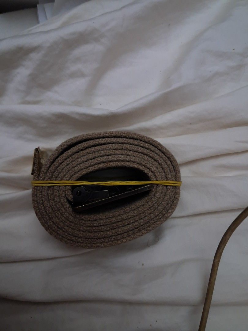 U.s military belt & buckle (Category: Belts) located in Davao. Submitted by rbjuvyreyn18879 (Listing ID 1461114227, Image 1). Description: - Adjustable tan canvas belt - Woven canvas texture - Matte finish metal buckle - Some markings on canvas (possibly initials) - Practical and versatile accessory - buckle made of brass.rust proof - 100 cm long.