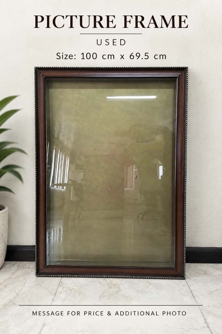 Used Picture Frame 100 cm x 69.5 cm (Category: Frames & Pictures) located in Binan City. Submitted by croti_by_juliechi (Listing ID 1460985328, Image 1). Description: FOR SALE: Used Picture Frame 100 cm x 69.5 cm Php800 PM for price and additional photo Location/Pick-up: BCPI (Best Chemicals & Plastics, Inc.) PTC, Brgy. Maduya, Carmona, Cavite Mon–Fri, 8AM–4PM (except sat-sun-holiday) https://share.google/0cKZAqs30x1qJmBOr Delivery: Lalamove / co