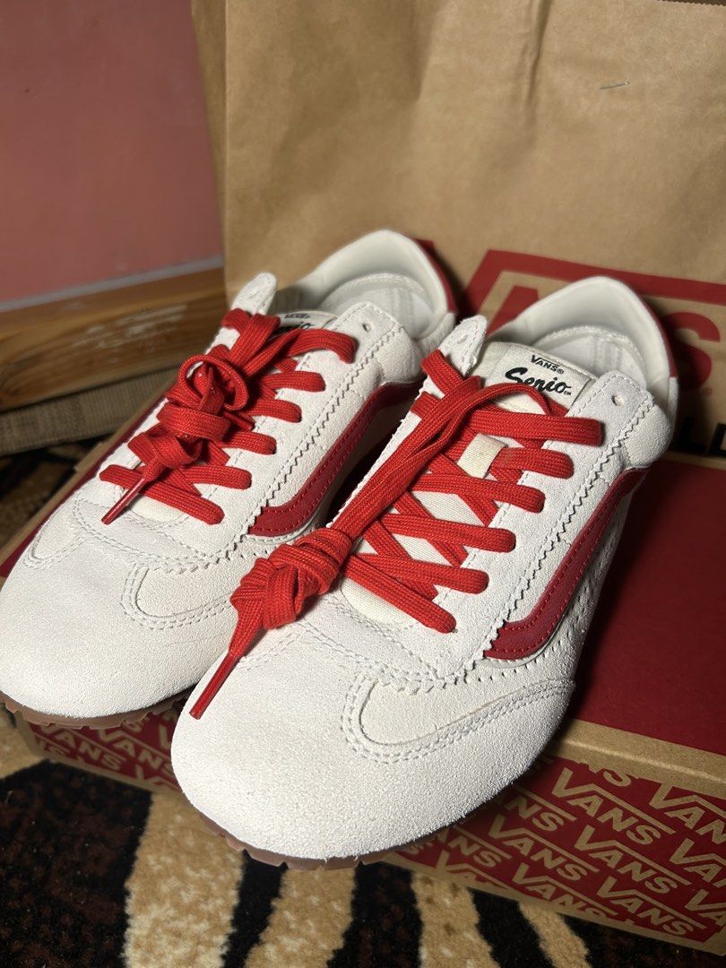 Vans Super Low Pro White/Red (Category: Casual Shoes) located in Manila. Submitted by berchii213 (Listing ID 1461099563, Image 3). Description: • Size: Men’s 9.5 / Women’s 11 • Complete with box & paper bag Good fit for size 9 .