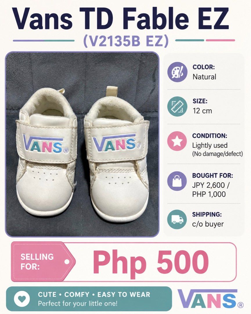 Vans TD Fable EZ - 12cm (Category: Babies & Kids Fashion) located in Quezon City. Submitted by pamducusin (Listing ID 1461085868, Image 1). Description: .