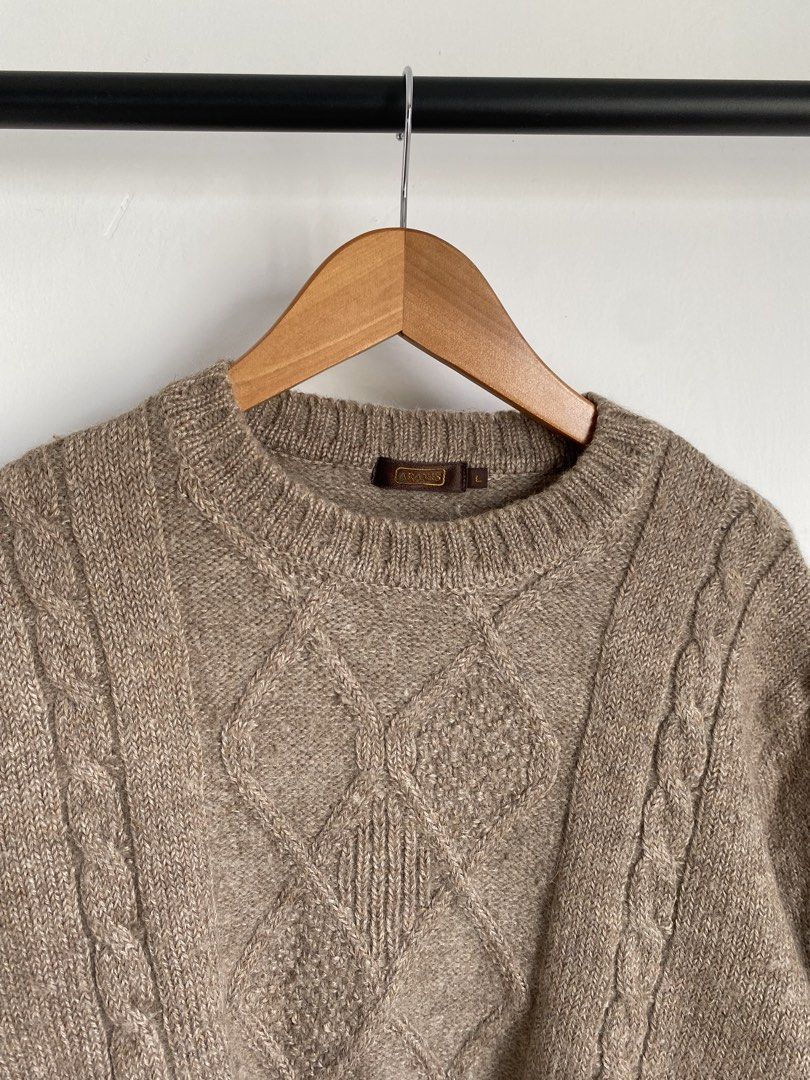 ‘Vintage Aramis Textured Patchwork Cable-Knit Sweater’ (Light brown) (Category: Coats, Jackets and Outerwear) located in Calamba. Submitted by dreality. (Listing ID 1461068914, Image 3). Description: ‘Vintage Aramis Textured Patchwork Cable-Knit Sweater’ (Light brown) Best Fittings: Small - Medium Width: 19 | Length: 23 ・ In a Good condition! ・ Color rate: 10/10 ・ Flaw: NONE! 🔖 PRICE: ₱550 ONLY!.