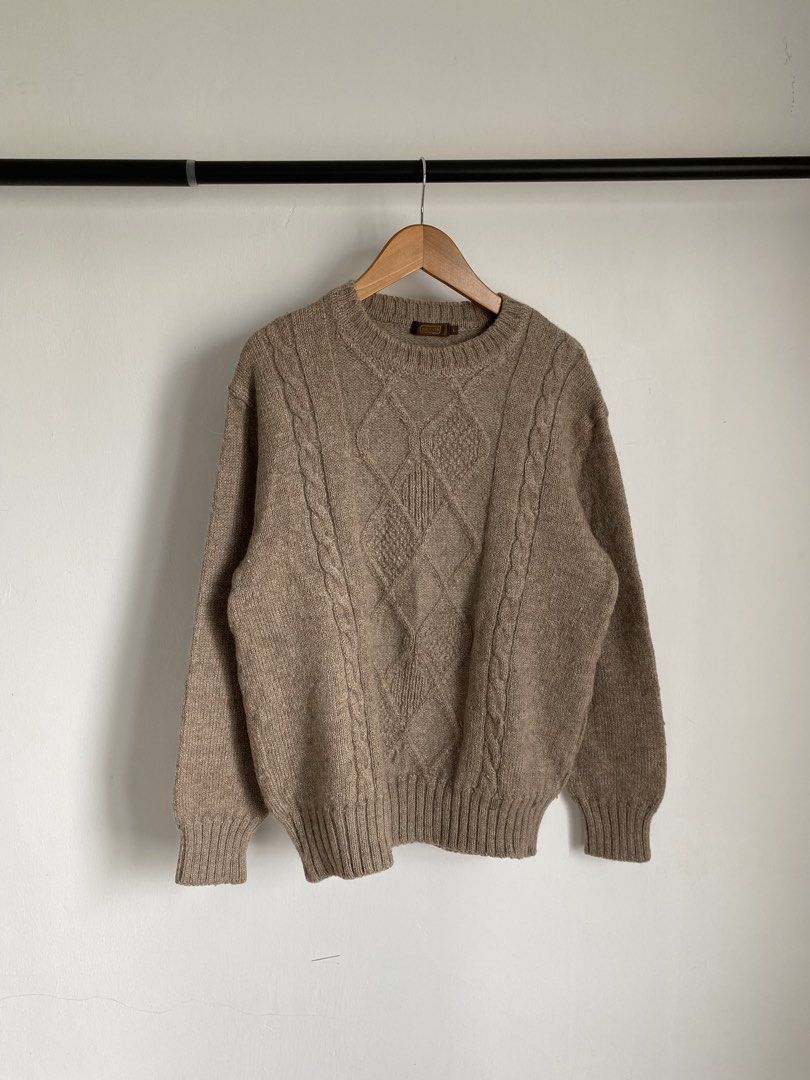 ‘Vintage Aramis Textured Patchwork Cable-Knit Sweater’ (Light brown) (Category: Coats, Jackets and Outerwear) located in Calamba. Submitted by dreality. (Listing ID 1461068914, Image 1). Description: ‘Vintage Aramis Textured Patchwork Cable-Knit Sweater’ (Light brown) Best Fittings: Small - Medium Width: 19 | Length: 23 ・ In a Good condition! ・ Color rate: 10/10 ・ Flaw: NONE! 🔖 PRICE: ₱550 ONLY!.