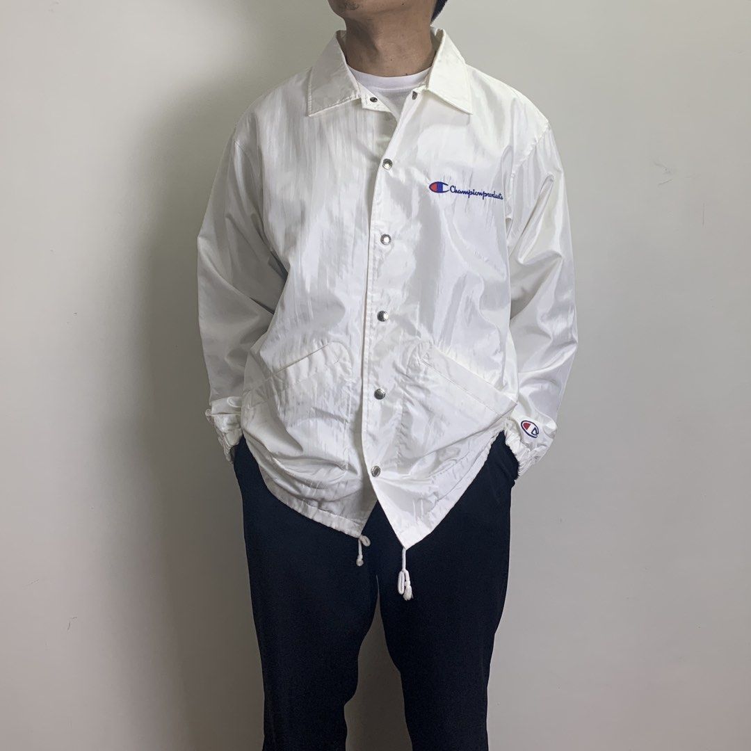 Vintage Champion products Coach Jacket (Category: Coats, Jackets and Outerwear) located in Baguio. Submitted by been.aged_ph (Listing ID 1461005094, Image 3). Description: 𝚂𝚒𝚣𝚎: fits up to L 𝙳𝚒𝚖𝚎𝚗𝚜𝚒𝚘𝚗𝚜: 23 x 29 𝙲𝚘𝚗𝚍𝚒𝚝𝚒𝚘𝚗: Excellent 𝙸𝚜𝚜𝚞𝚎: scratches on print (see last photo for reference) Model Height: 5' 7" .