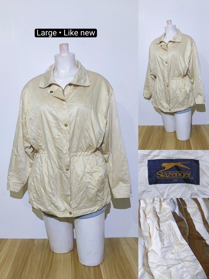 VINTAGE Slazenger Beige Jacket - Size Large (Category: Luxury Apparel) located in Bayambang. Submitted by meowww1819 (Listing ID 1461078023, Image 1). Description: - Slazenger beige jacket - Size: Large - Drawstring waist for adjustable fit - Button and zip closure - Two front pockets - Ideal for casual wear and layering.