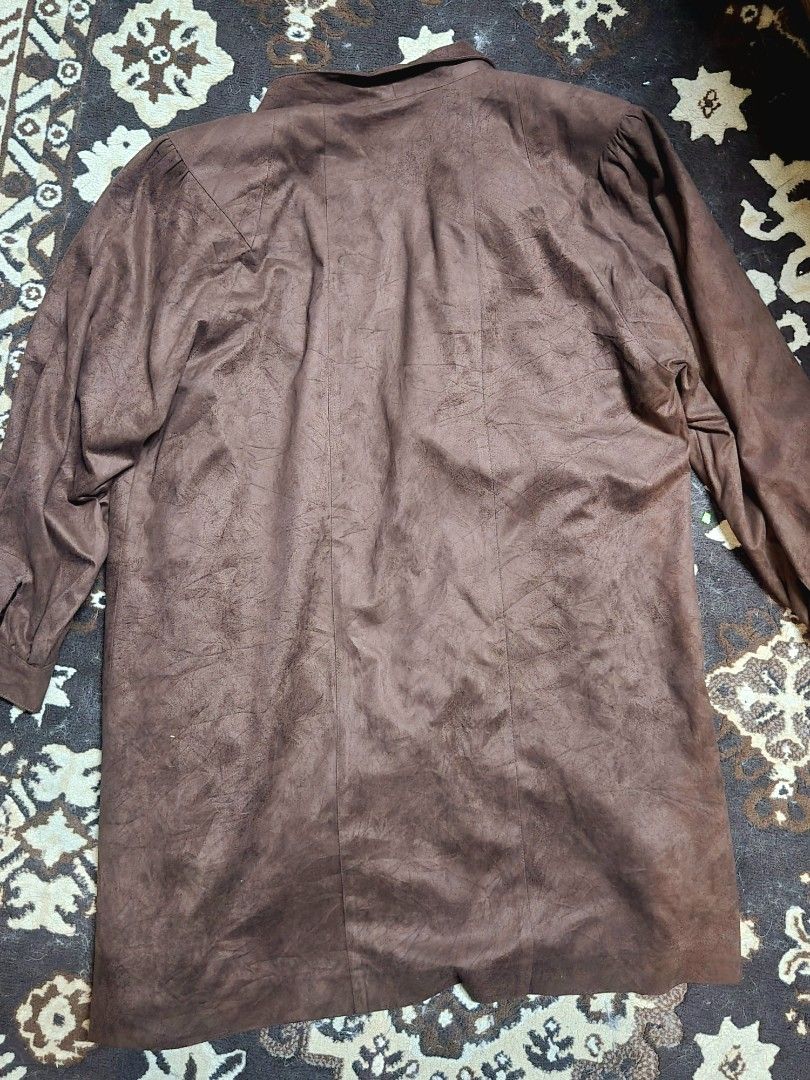 Vintage Suede Long Coat (Category: Coats, Jackets and Outerwear) located in Manila. Submitted by oki.ukay (Listing ID 1461102110, Image 3). Description: choco brown color on actual dimensions are on the picture.