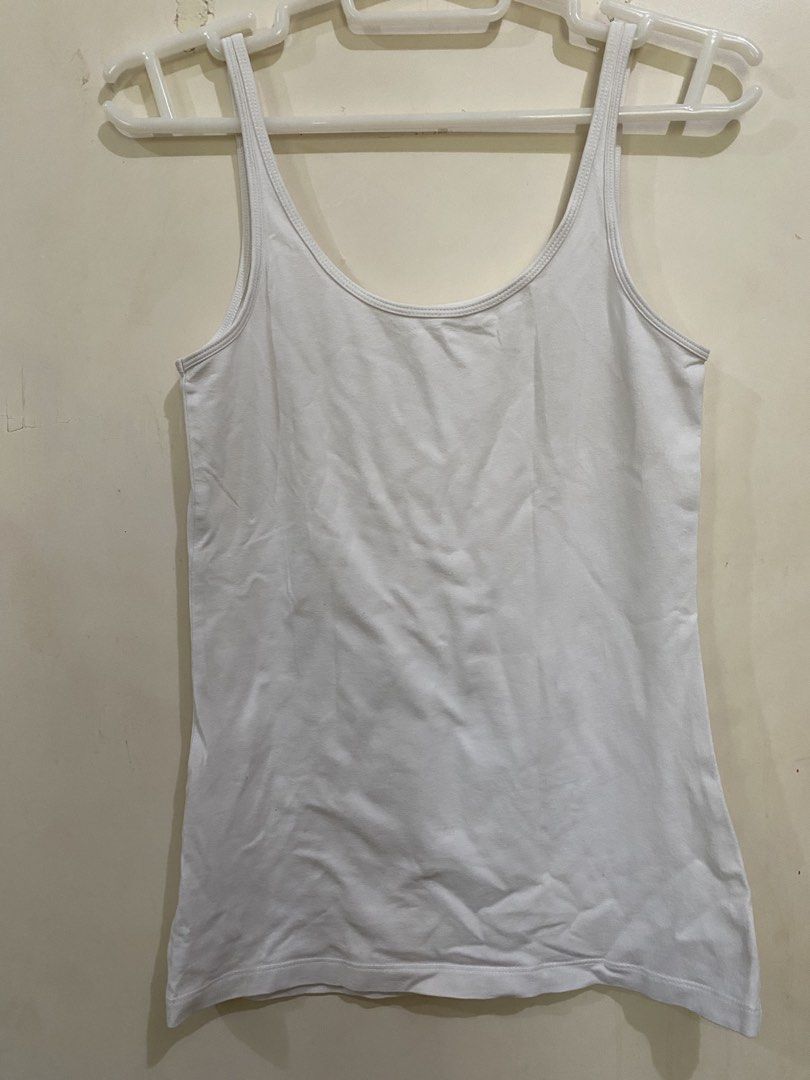 White Cotton Basic Sando Tank Top (Category: Sleeveless) located in Taguig. Submitted by maly01_ (Listing ID 1461017821, Image 2). Description: first small to medium frames dm for inquiries :).