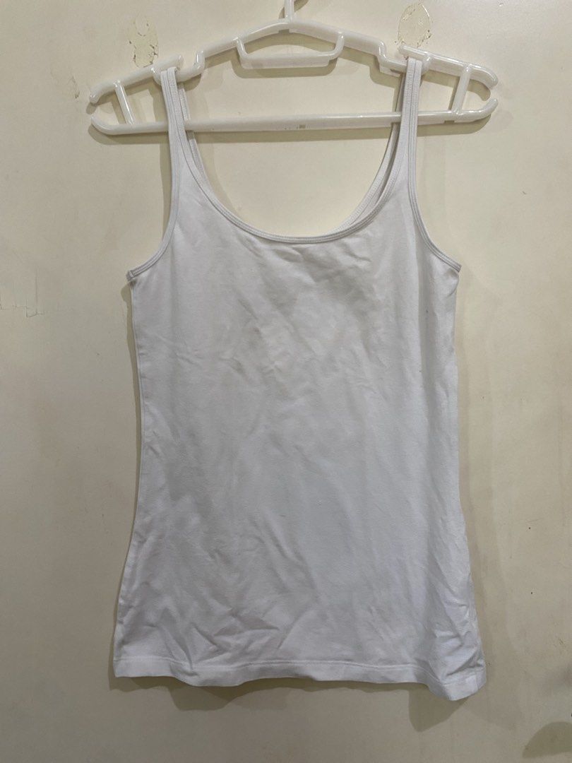 White Cotton Basic Sando Tank Top (Category: Sleeveless) located in Taguig. Submitted by maly01_ (Listing ID 1461017821, Image 1). Description: first small to medium frames dm for inquiries :).