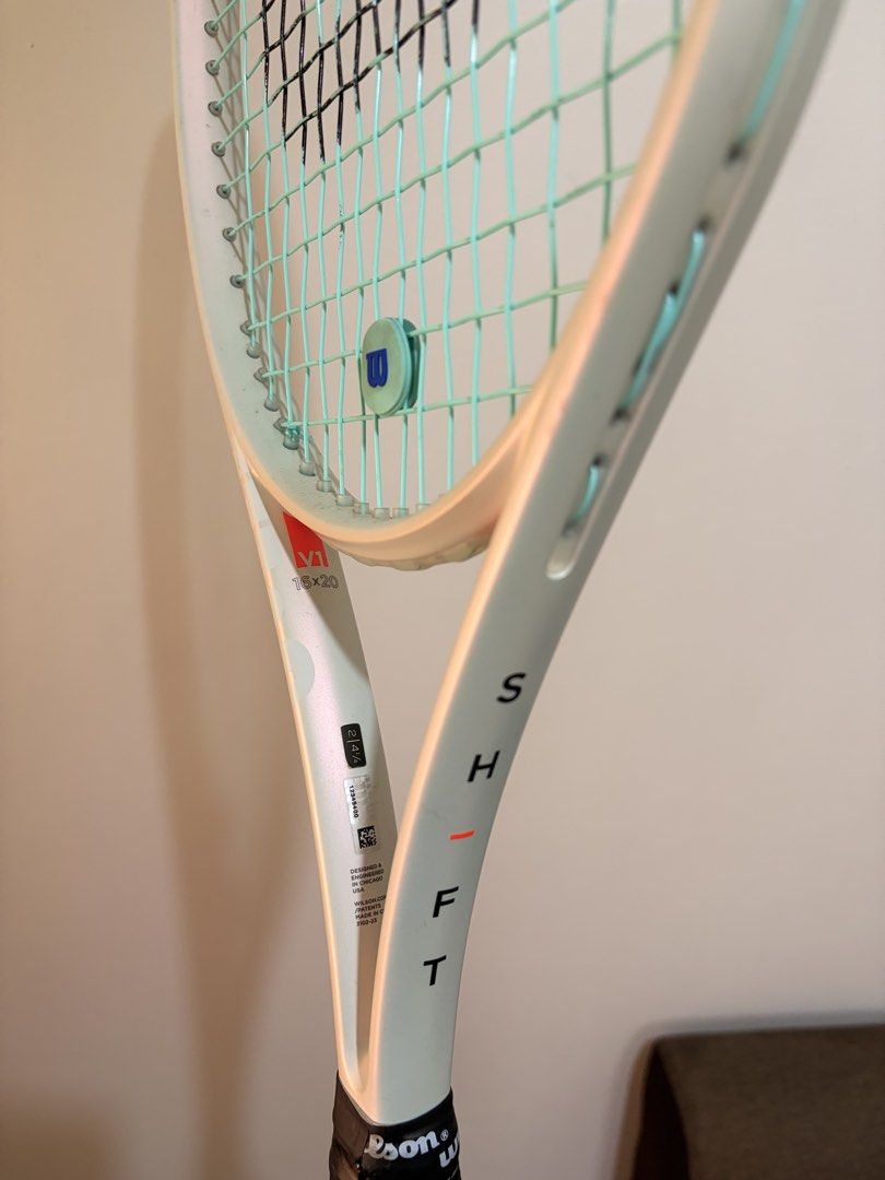 Wilson Shift V1 16x20 Tennis Racket (Category: Racket and Ball Sports) located in Antipolo. Submitted by daddywill (Listing ID 1460961332, Image 2). Description: Wilson Shift 99 V1 Tennis Racket (300g / 18x20) Great condition Wilson Shift 99 V1. Modern design offering spin, control, and stability. Cleanly strung and ready for the court. Key Specs: Head Size: 99 sq in Weight: 300g (10.6 oz) String Pattern: 18x20 Grip Size: 4 1/4 (Grip 2) No issue.